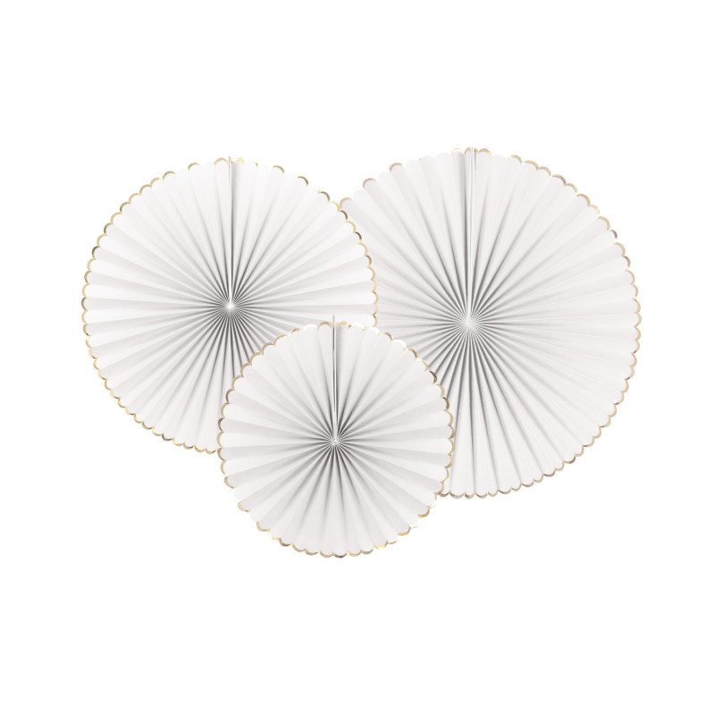 SET DE 3 EVENTAILS BLANC/OR