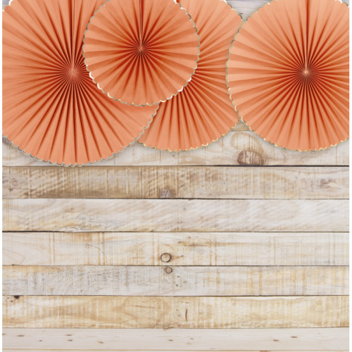 SET DE 3 EVENTAILS TERRACOTTA/OR