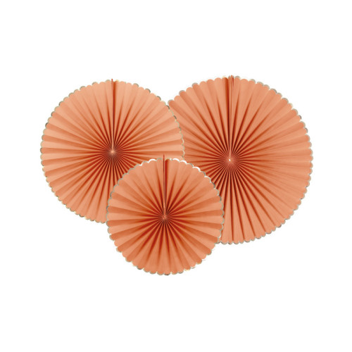 SET DE 3 EVENTAILS TERRACOTTA/OR