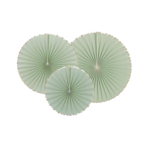 SET DE 3 EVENTAILS VERT SAUGE