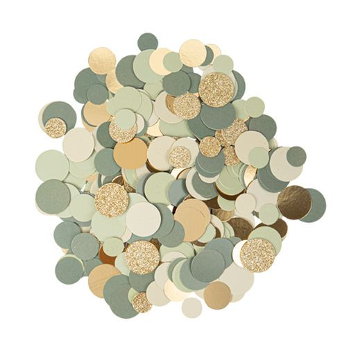 CONFETTIS PAPIER VERT SAUGE /OR