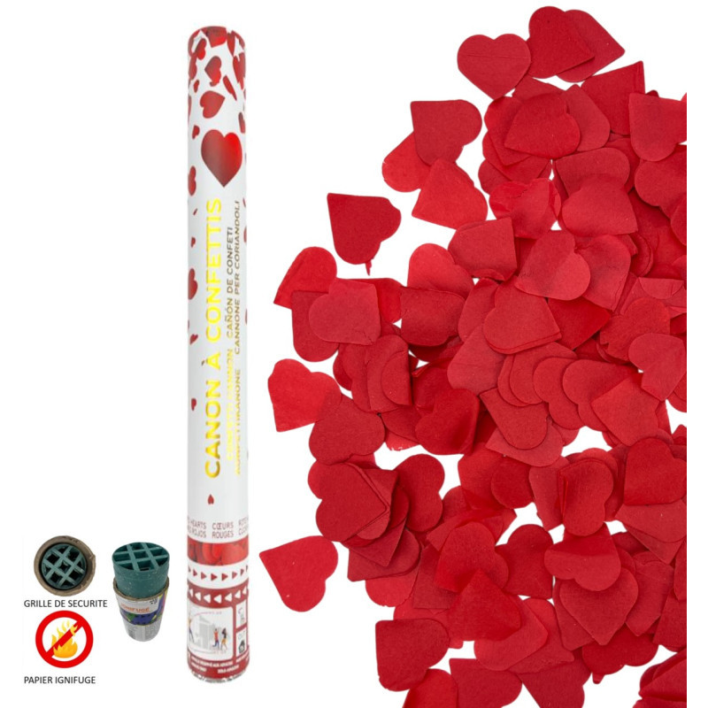 CANON CONFETTIS 80CM COEUR ROUGE