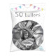 50 BALLONS MÉTAL NACRÉ ARGENT