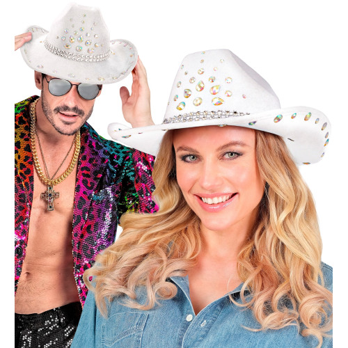 CHAPEAU COWBOY DIAMANTS BLANCS
