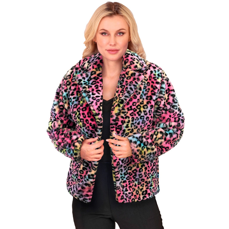 VESTE FEMME PELUCHE LEOPARD L/XL