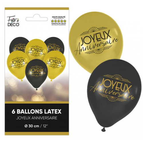 6 BALLONS ANNIVERSAIRE ART DECO