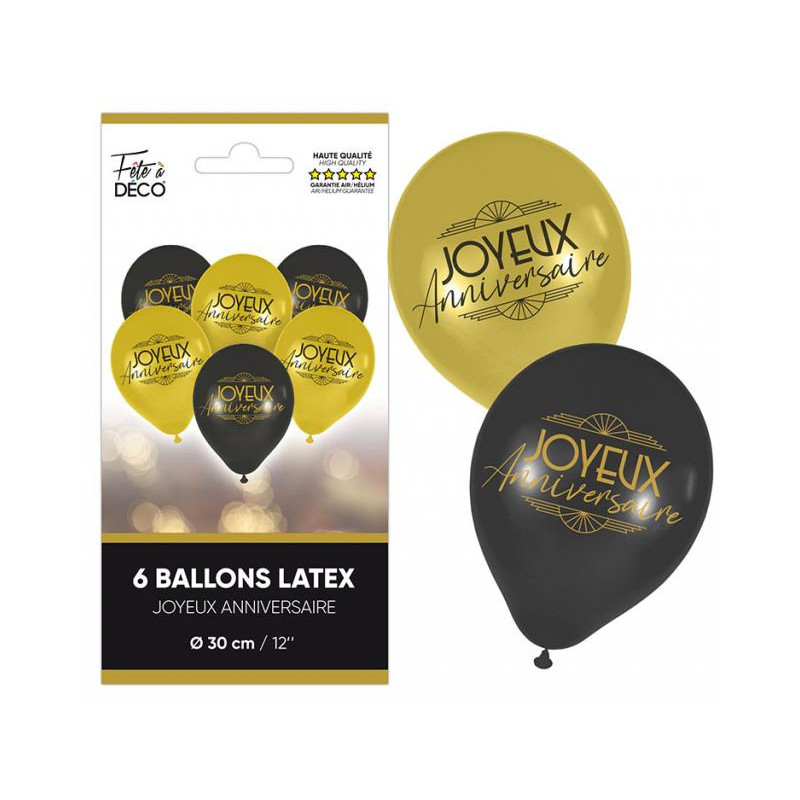 6 BALLONS ANNIVERSAIRE ART DECO