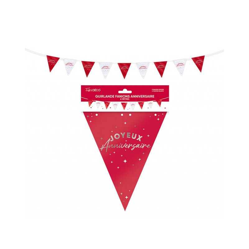 GUIRL FANION ANNIVERSAIRE ROUGE