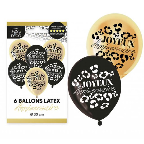 6 BALLONS ANNIVERSAIRE LEOPARD