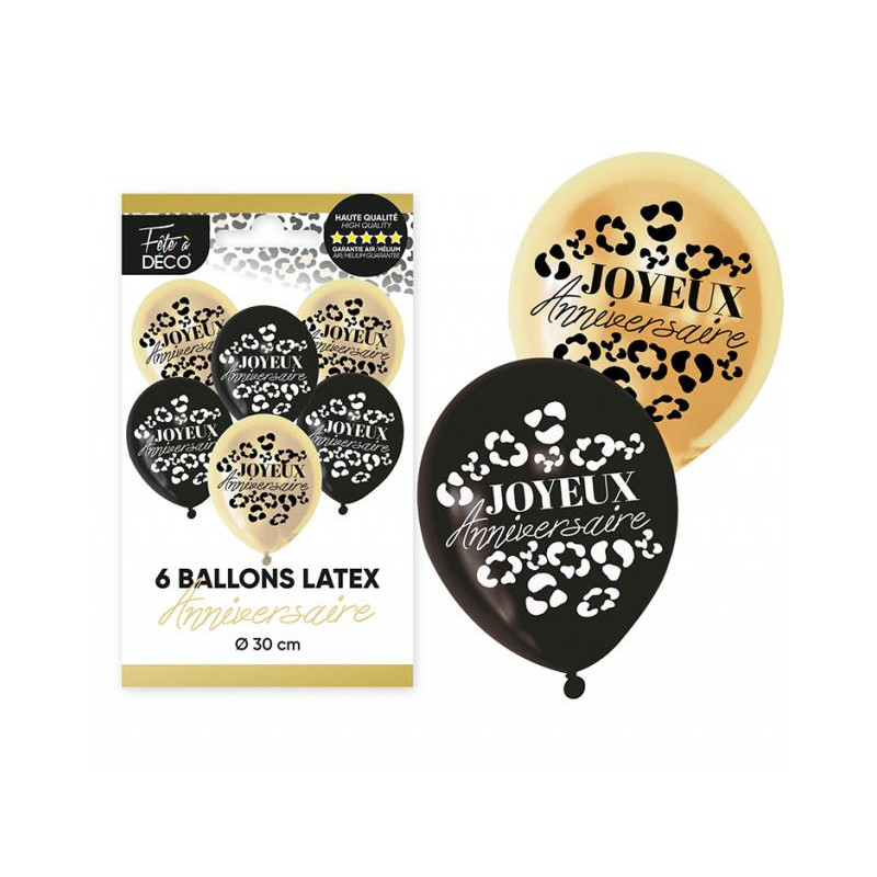 6 BALLONS ANNIVERSAIRE LEOPARD