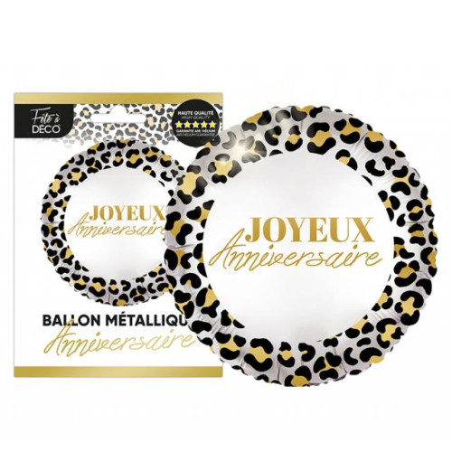 BALLON METAL ROND LEOPARD