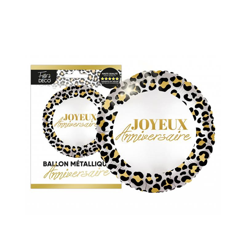 BALLON METAL ROND LEOPARD