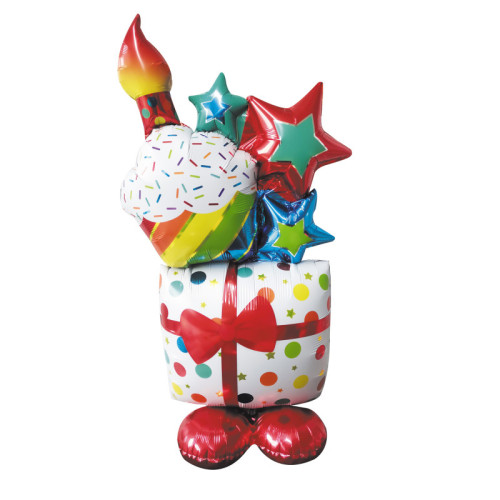 BALLON ALU BIRTHDAY GIFT MULTICOLORE