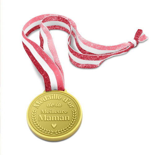 MEDAILLE D'OR PAILLETTES MEILLEURE MAMAN