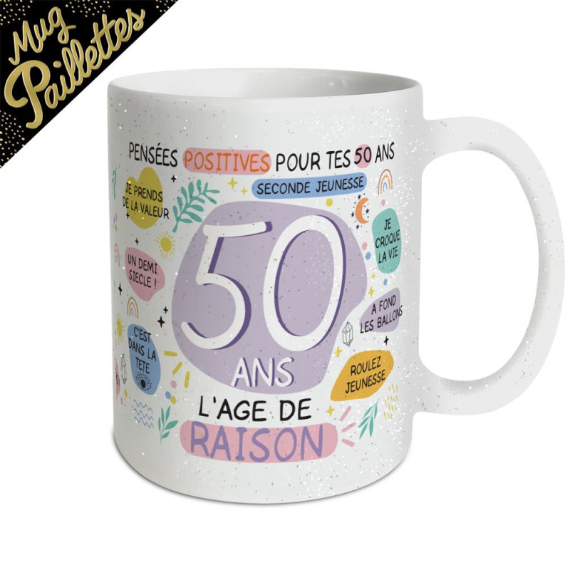 MUG PAILLETTES FEMME 50 ANS