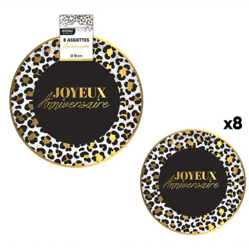 8 ASSIETTES ANNIV. LEOPARD 18CM