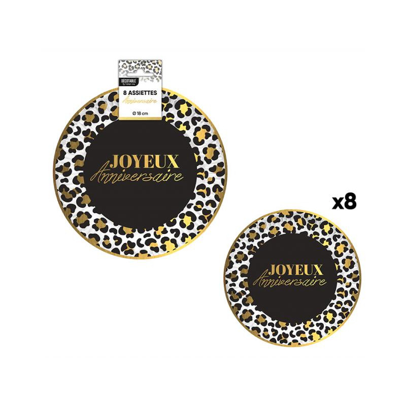 8 ASSIETTES ANNIV. LEOPARD 18CM