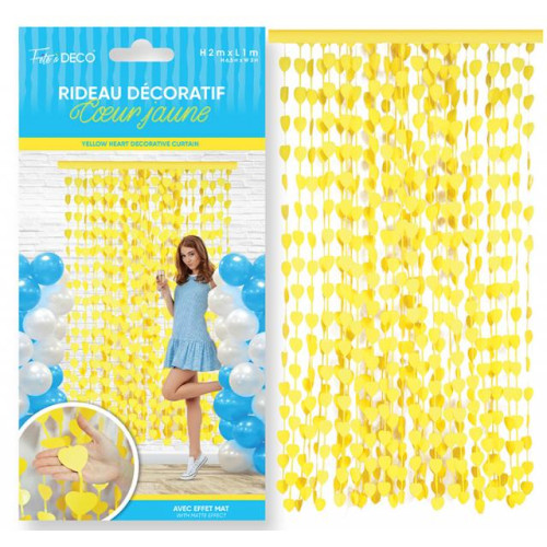 RIDEAU FRANGES COEUR LEMON