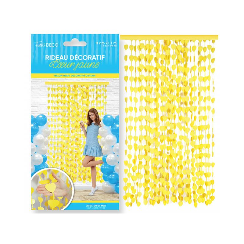 RIDEAU FRANGES COEUR LEMON