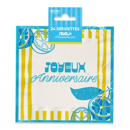24 SERVIETTES ANNIV.LEMON