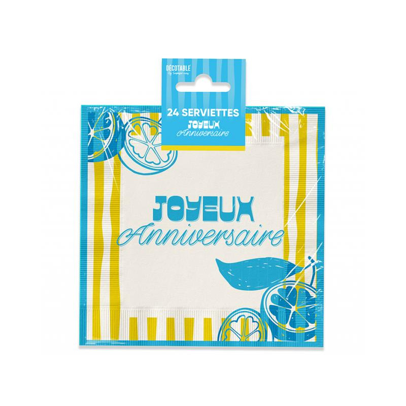 24 SERVIETTES ANNIV.LEMON