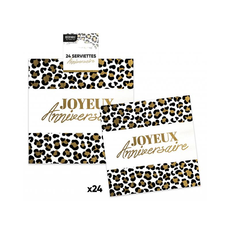 24 SERVIETTES ANNIV.LEOPARD