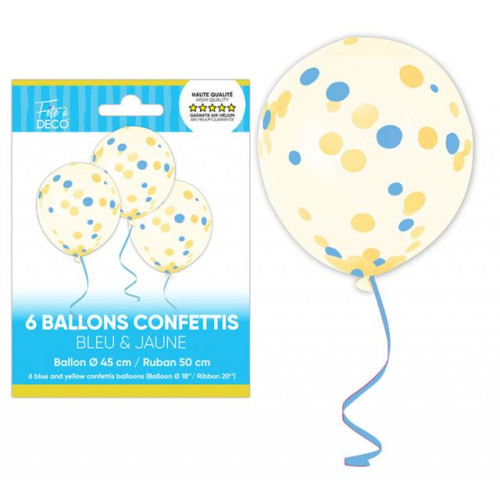 6 BALLONS CONFETTIS LEMON