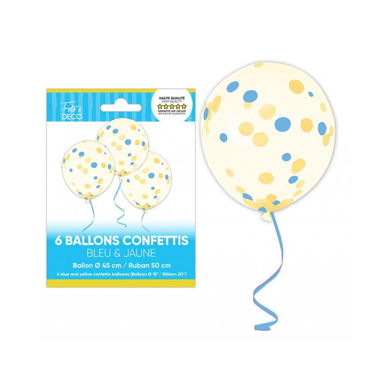 6 BALLONS CONFETTIS LEMON