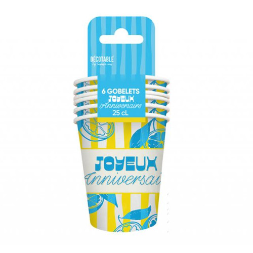 6 GOBELETS ANNIVERSAIRE LEMON
