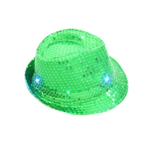 CHAPEAU LED SEQUIN VERT