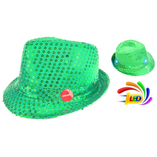 CHAPEAU LED SEQUIN VERT
