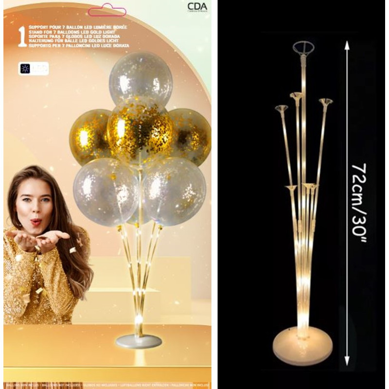 SUPPORT 7 BALLONS LED BLANC