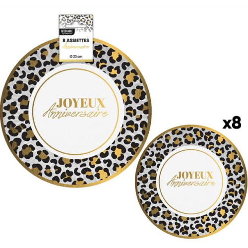8 ASSIETTES ANNIV. LEOPARD 23CM