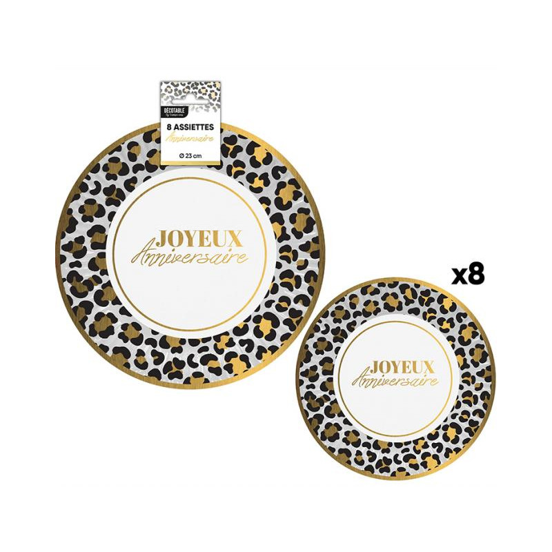 8 ASSIETTES ANNIV. LEOPARD 23CM