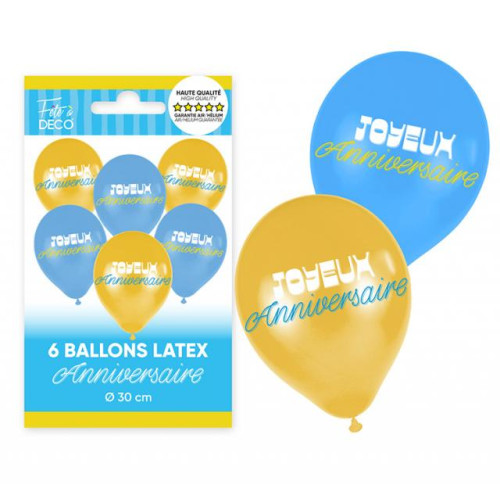 6 BALLONS ANNIVERSAIRE LEMON
