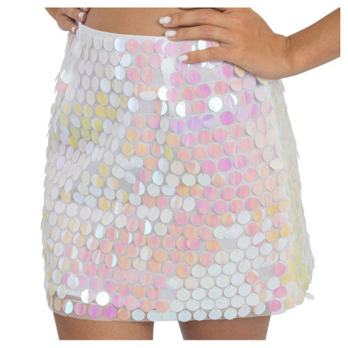 JUPE BLANCHE SEQUINS IRISES S