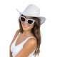 LUNETTES BLANCHES BIG STRASS ARGENT