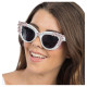 LUNETTES BLANCHES BIG STRASS ROSE PASTEL