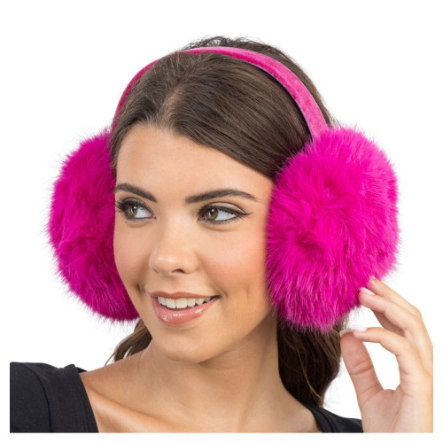 CACHE OREILLES FAUSSE FOURURE ROSE