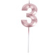 BOUGIE CHIFFRE 3 GRAPHIQUE ROSE