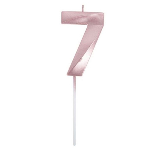 BOUGIE CHIFFRE 7 GRAPHIQUE ROSE