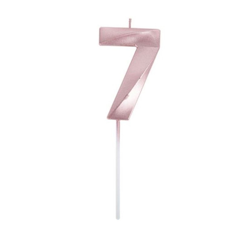 BOUGIE CHIFFRE 7 GRAPHIQUE ROSE