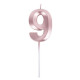 BOUGIE CHIFFRE 9 GRAPHIQUE ROSE