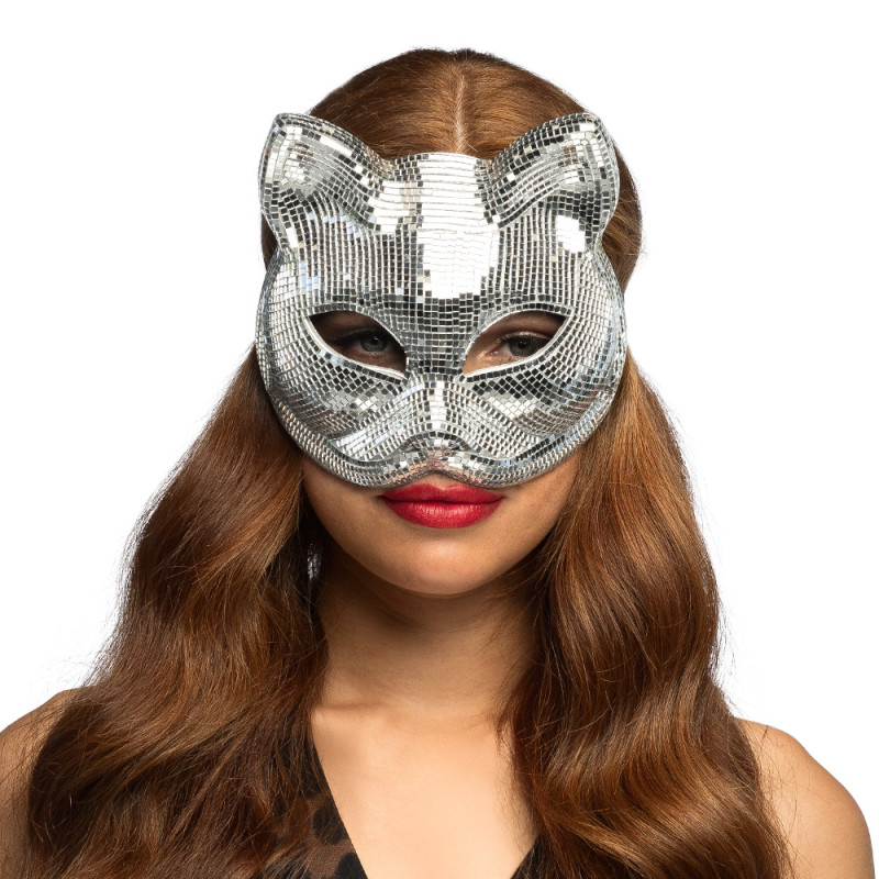 DEMI-MASQUE DISCO CAT ARGENT