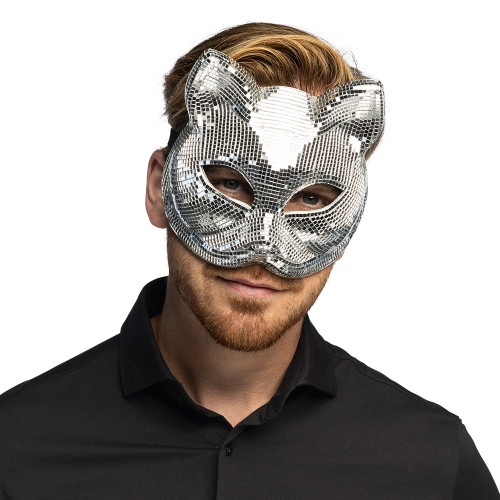 DEMI-MASQUE DISCO CAT ARGENT