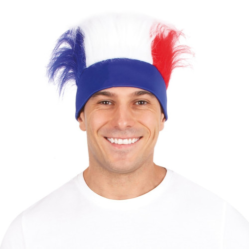 BANDEAU AVEC CHEVEUX-BLEU-BLANC-ROUGE