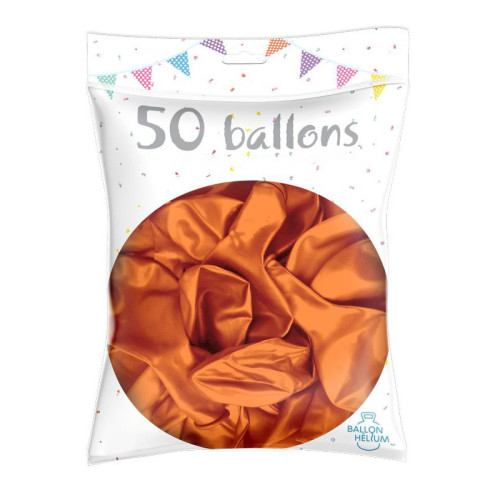 50 BALLONS MÉTAL NACRÉ ORANGE