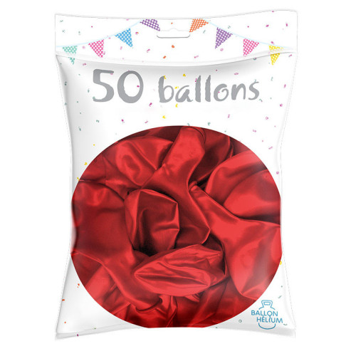 50 BALLONS MÉTAL NACRÉ ROUGE