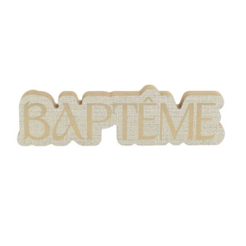 DECO BAPTEME BOIS EFFET LIN