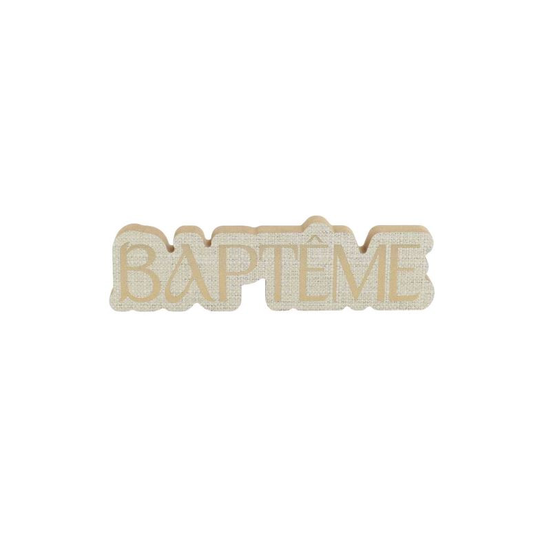 DECO BAPTEME BOIS EFFET LIN